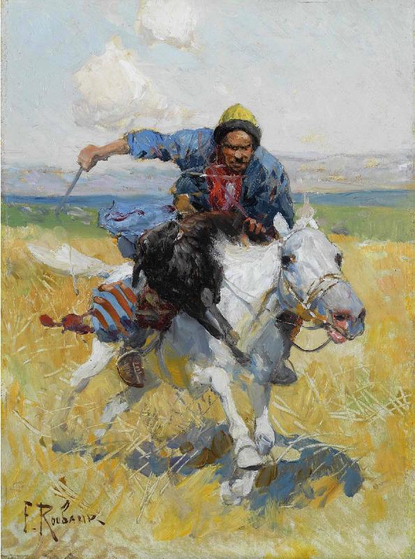 Franz Roubaud Tatar horseman France oil painting art